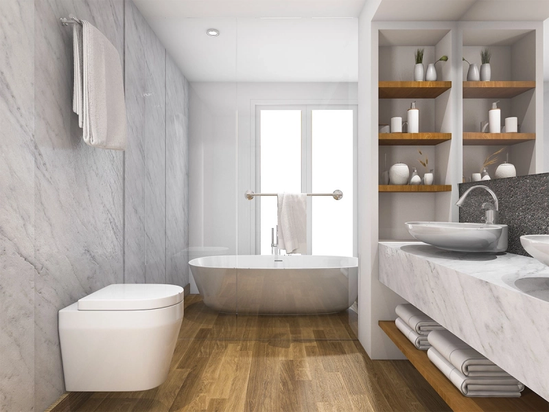 Comment allier le bois et le granit dans une salle de bain ?